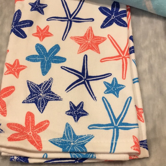Beach Starfish Celebrate Anericana Kitchen Towel Set if Two NWT %100 Cotton - Picture 4 of 12